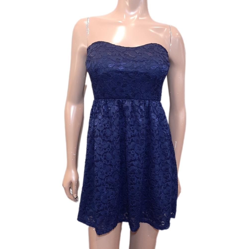 Eclipse Strapless Lace Mini Dress Formal Wedding Prom Fit & Flare Sweetheart